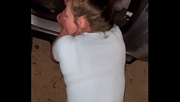 College slut with a perfect ass sucks cock & bent over & fucked like a whore in public