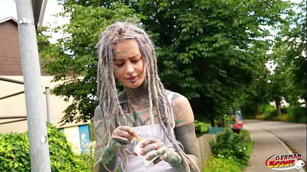 GERMAN SCOUT – Split Tongue Tattoo Star Anuskatzz at Rough Anal Sex Casting
