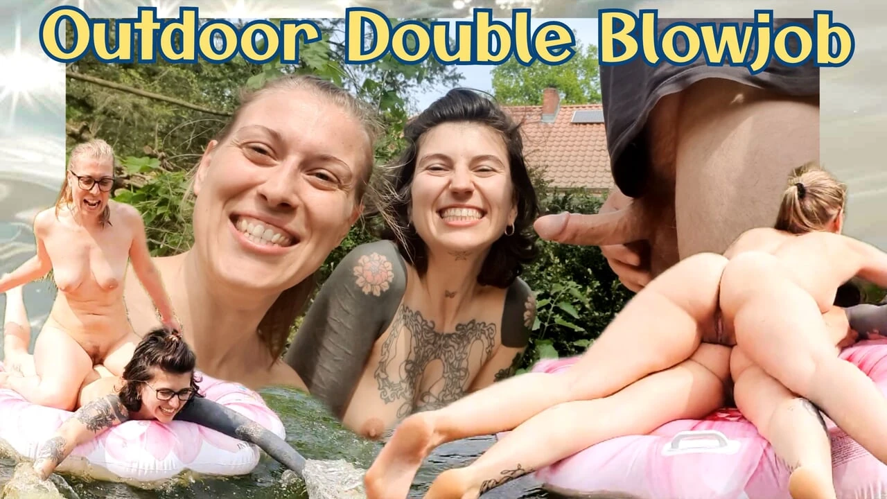Outdoor Double Blowjob after some Fun in our Pond