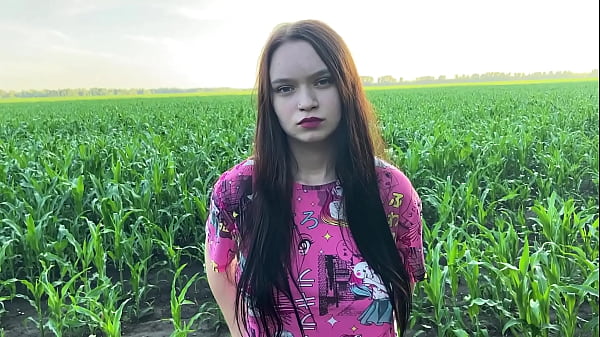Stepsister got nervous in the cornfield and found comfort in her stepbrother’s big cock